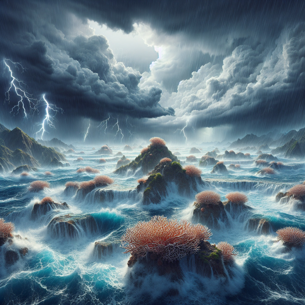 Dramatic Seascape with Rugged Islands and Stormy Ocean