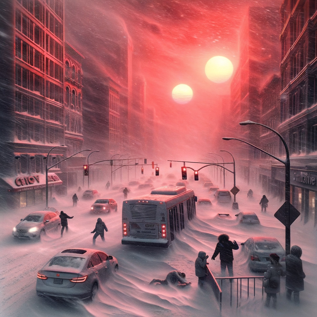 Winter Wonderland: City Transformed by Snowstorm