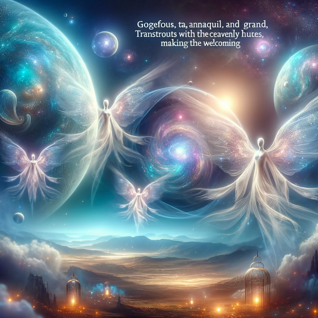 Vibrant Celestial Scene with Ethereal Beings and Nebulae