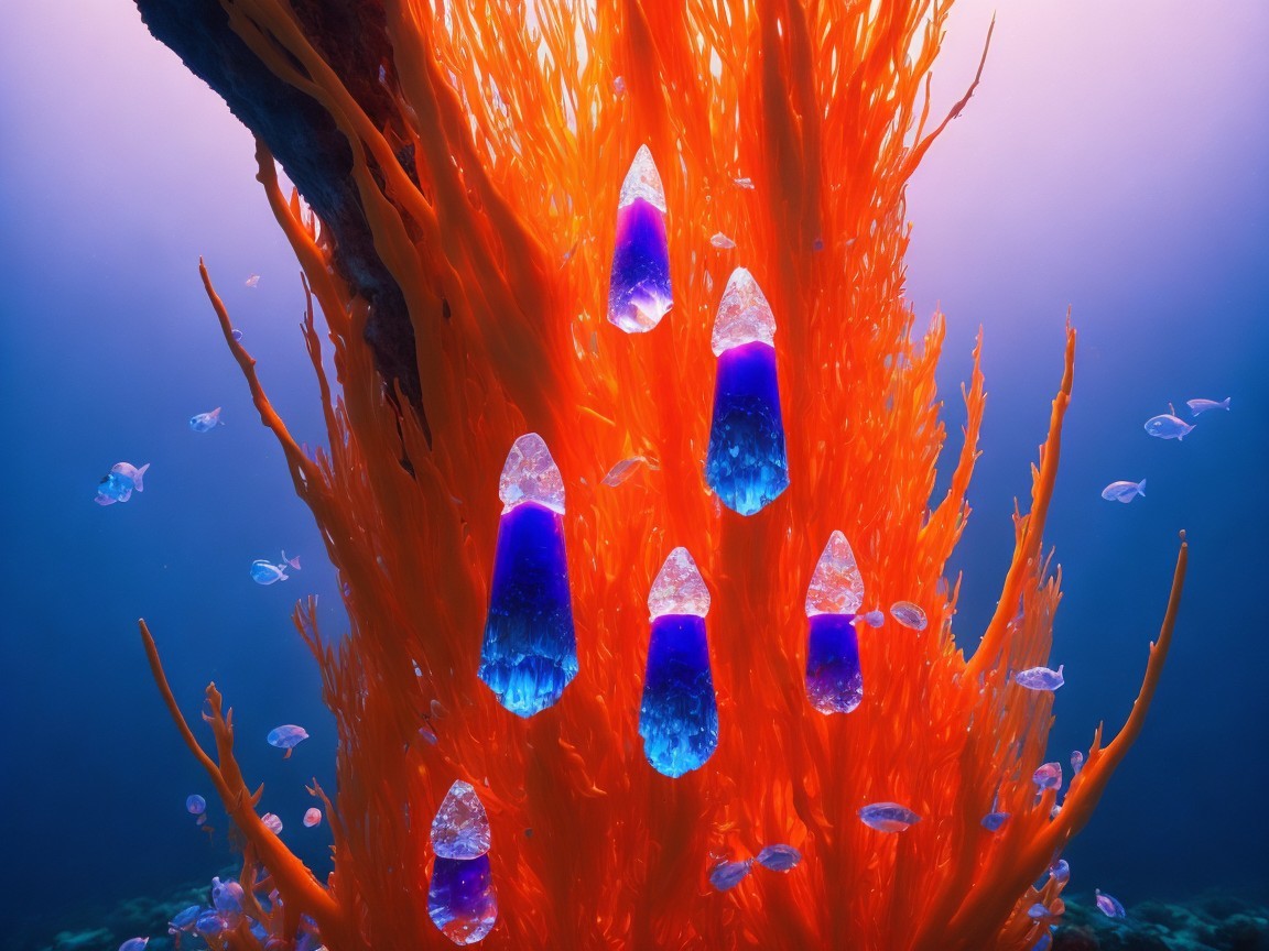 Vibrant Underwater Scene with Coral and Fish