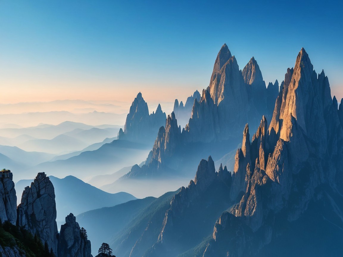Majestic mountains under a clear blue sky