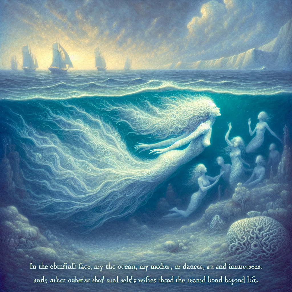 Mystical Underwater Scene with Ethereal Figures