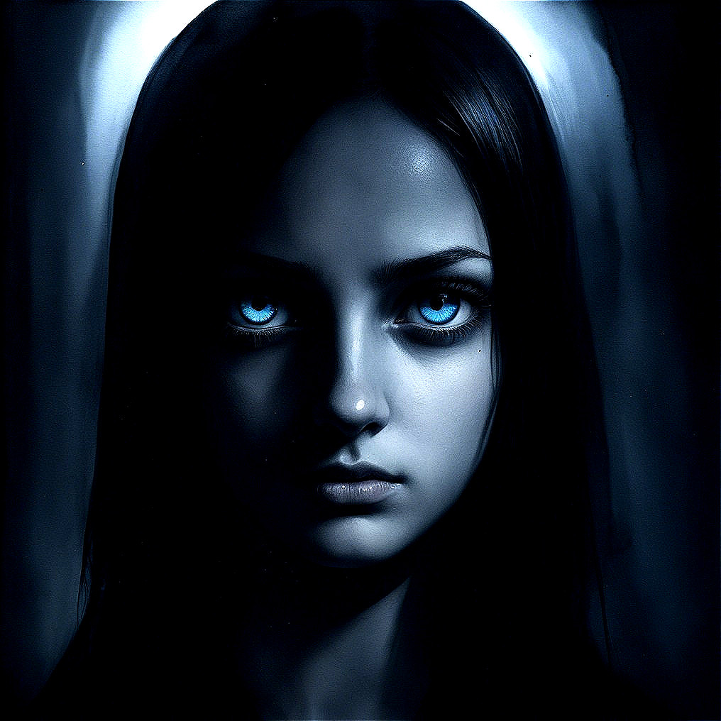 Haunting Portrait of a Woman with Blue Eyes