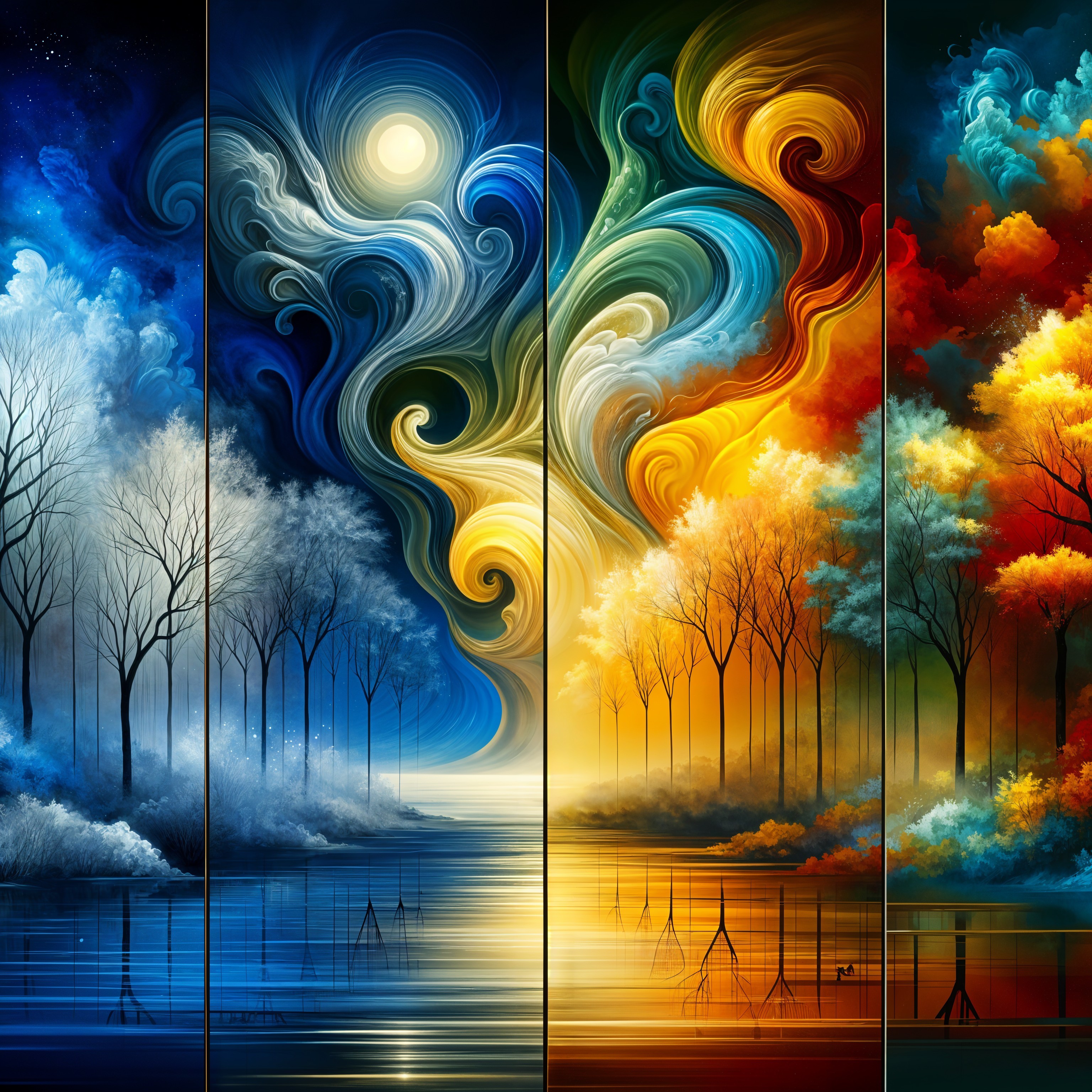 Four-Panel Artwork of Seasonal Transitions