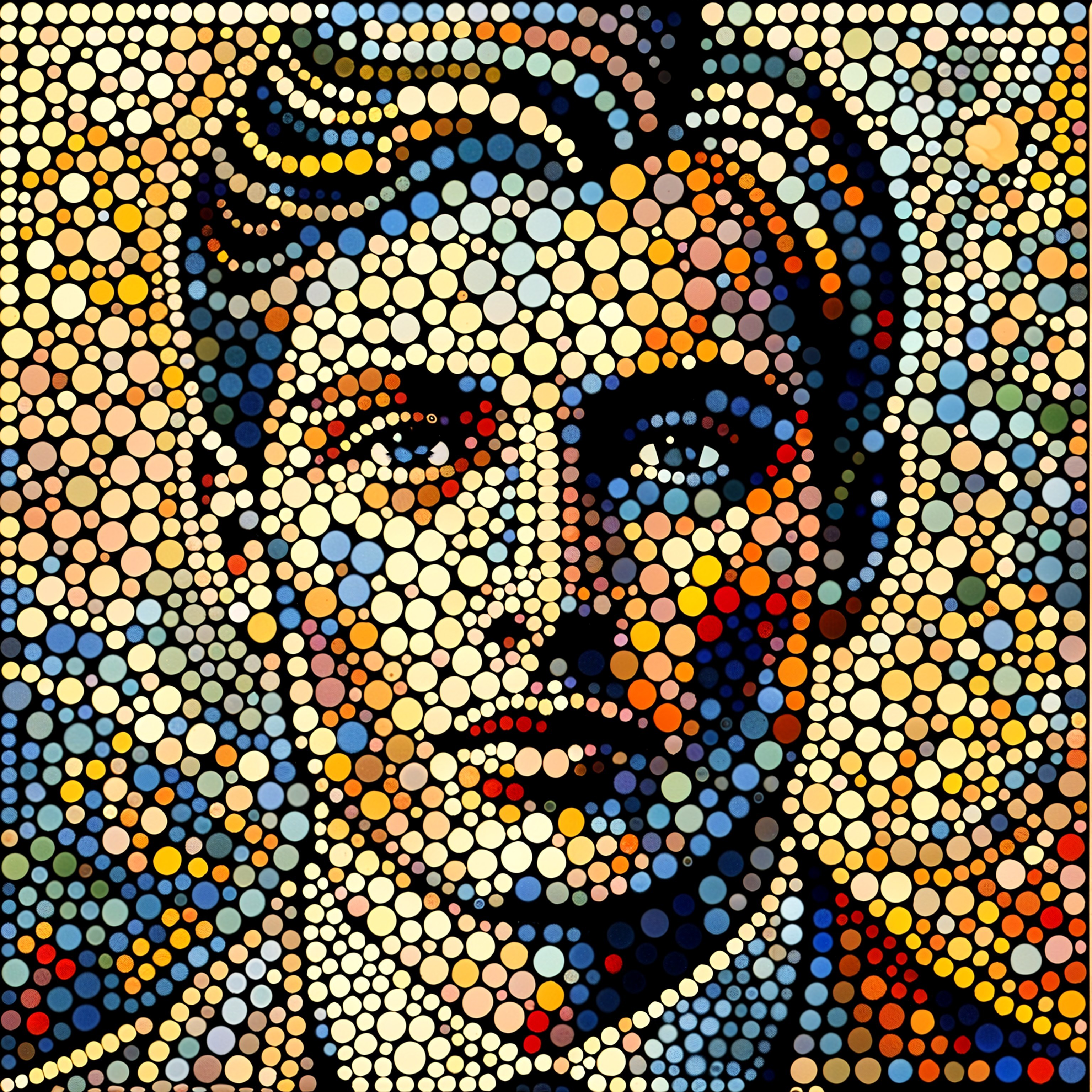 Stylized Portrait of a Young Man in Colorful Dots