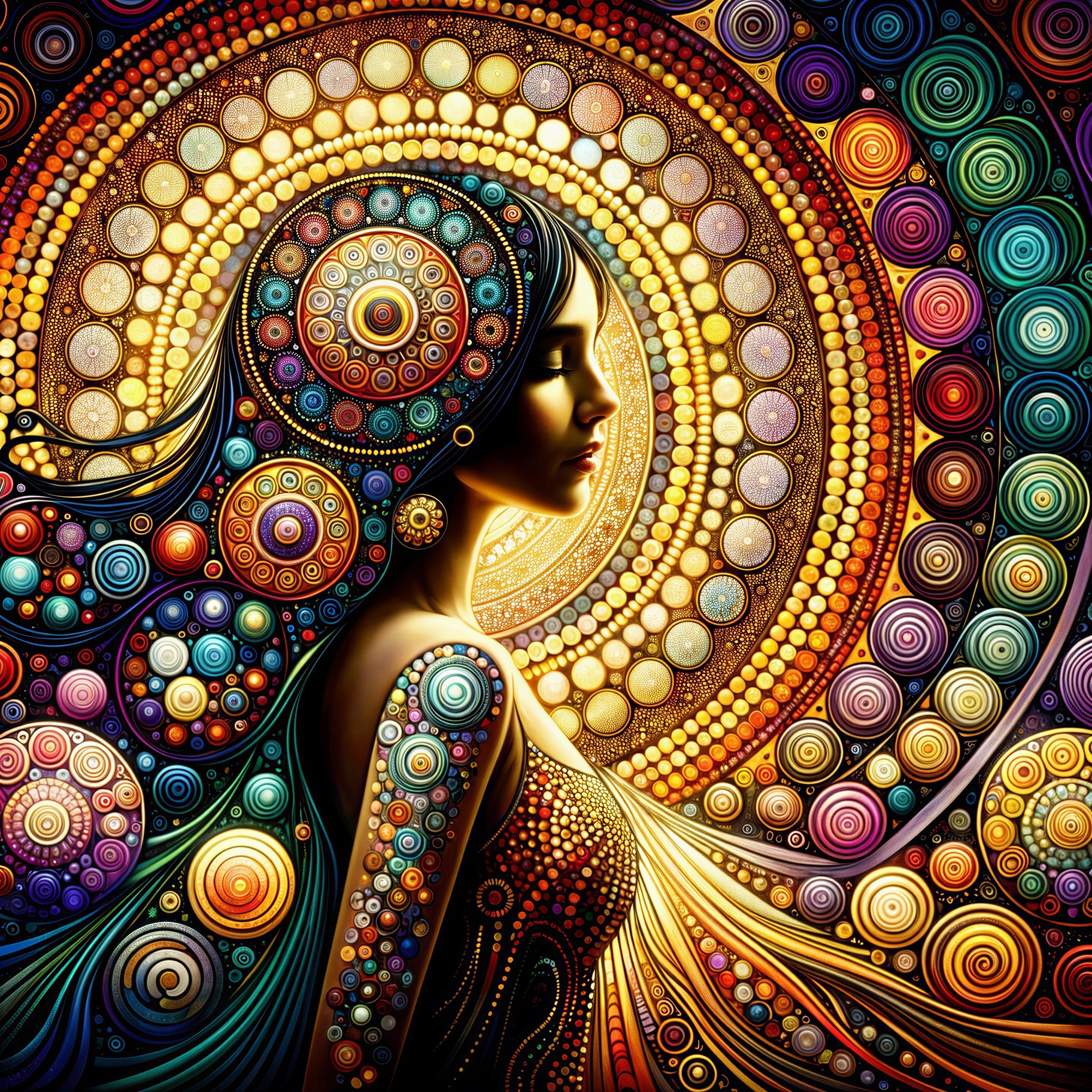 Silhouette of a woman with vibrant patterns and colors