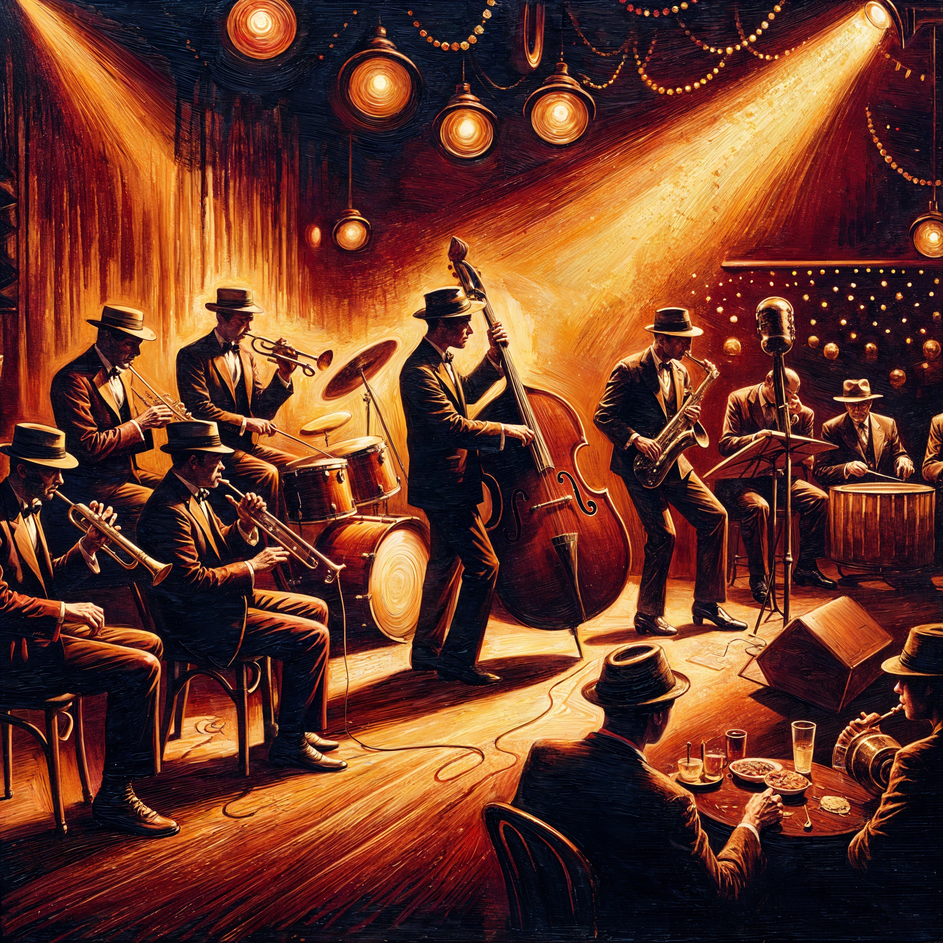 Jazz Band Performance in a Dimly Lit Club
