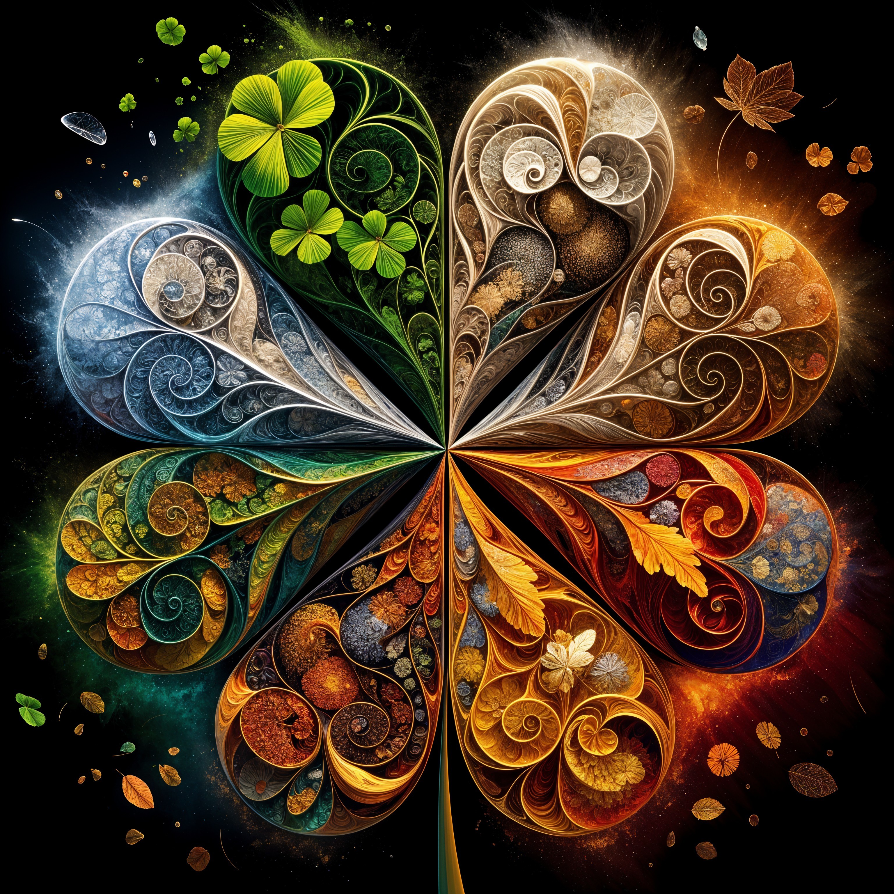 Vibrant Floral Design with Colorful Petals and Patterns