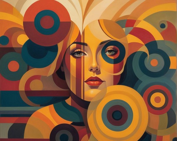 Stylized Portrait of a Woman with Vibrant Background
