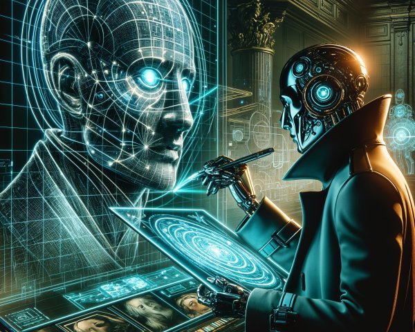 Humanoid Robot Analyzes Holographic Human Head