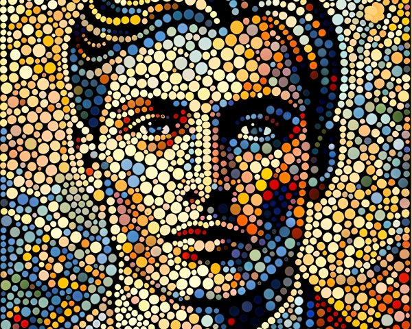 Stylized Portrait of a Young Man in Colorful Dots