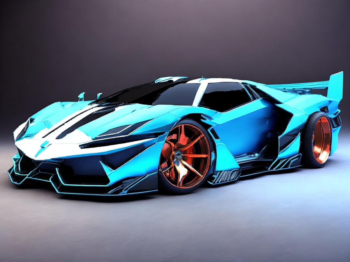 Futuristic Sports Car with Aerodynamic Design