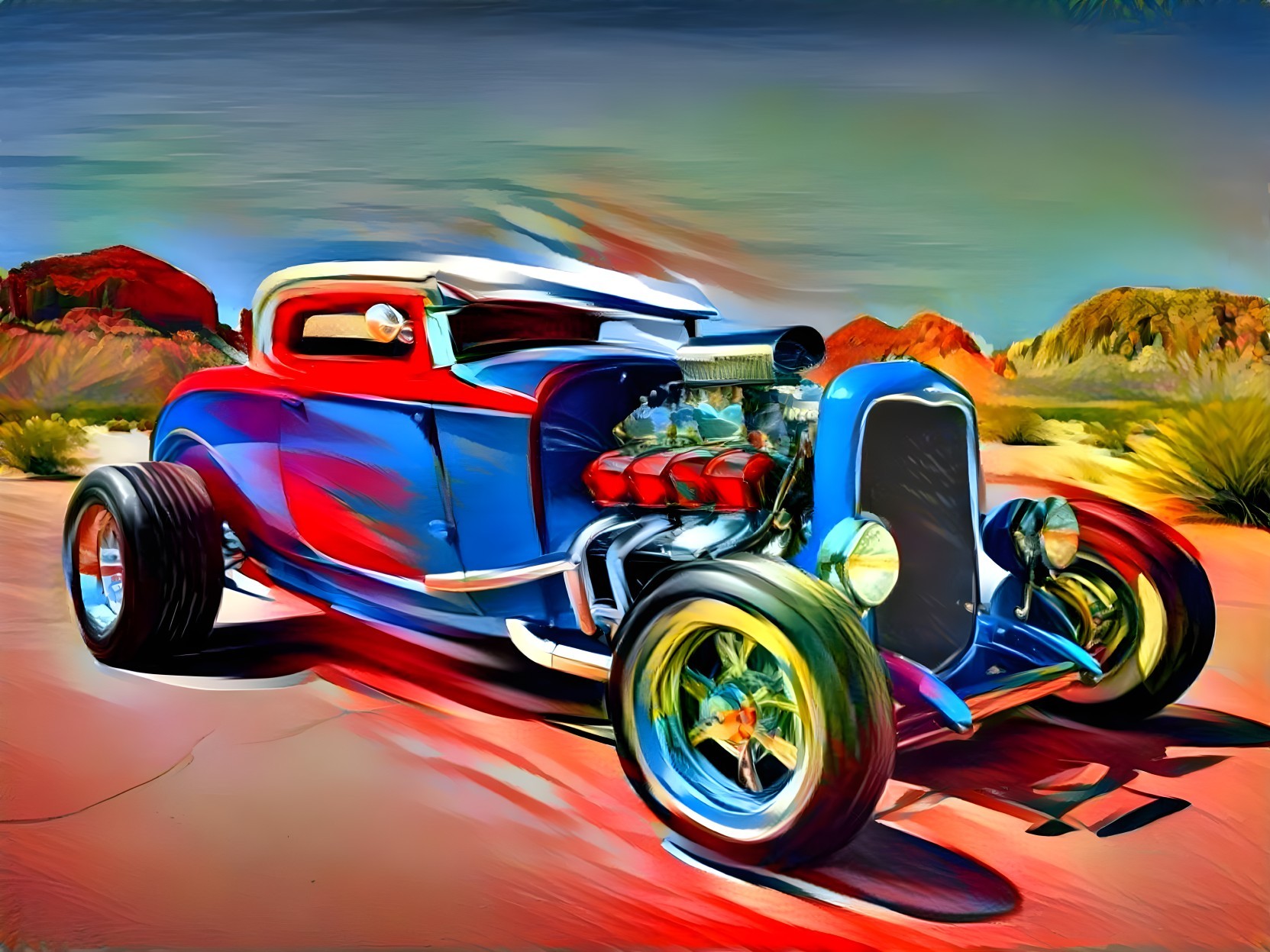 Vintage Hot Rod with Classic Coupe Design and Colors