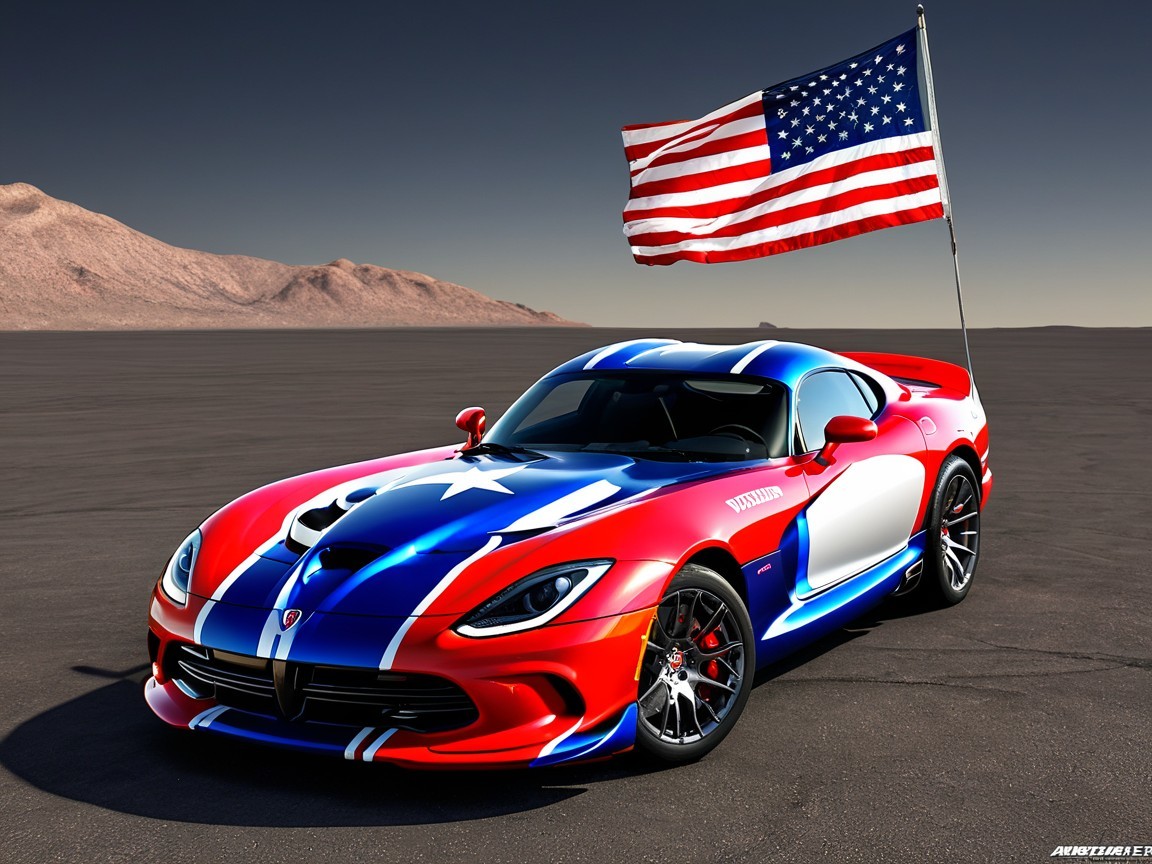 Vibrant Sports Car with American Flag Design