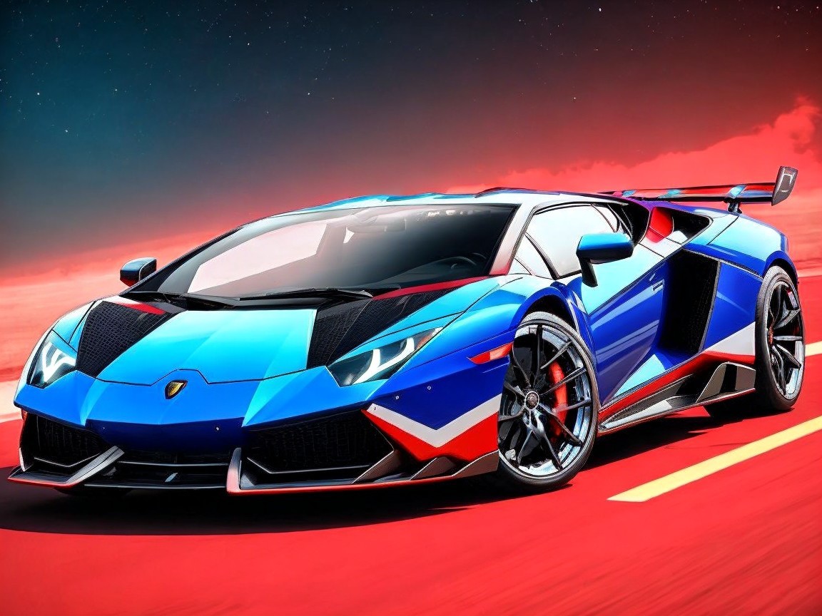 Futuristic Supercar with Vibrant Colors and Design
