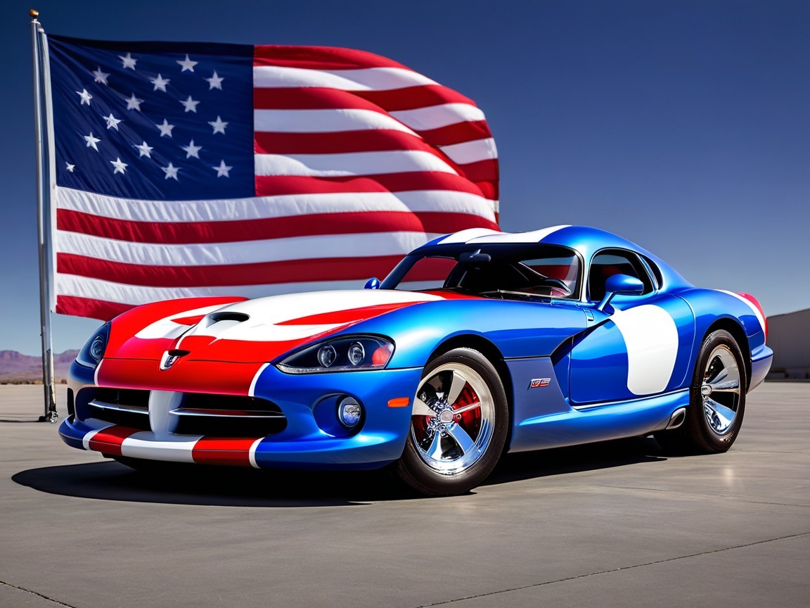 Vibrant Sports Car with American Flag Theme