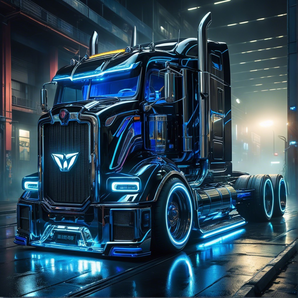Futuristic Truck Design with Neon LED Lights