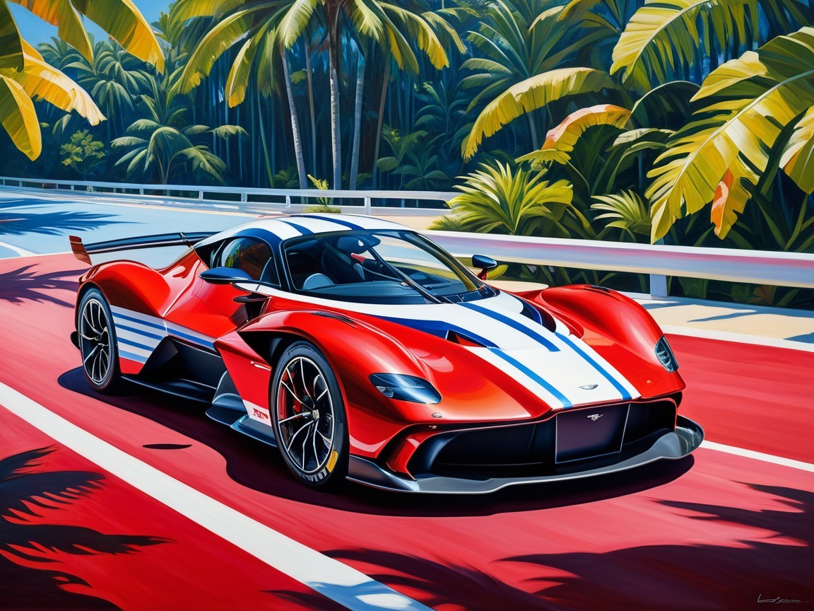 High-Performance Red Sports Car on Scenic Road