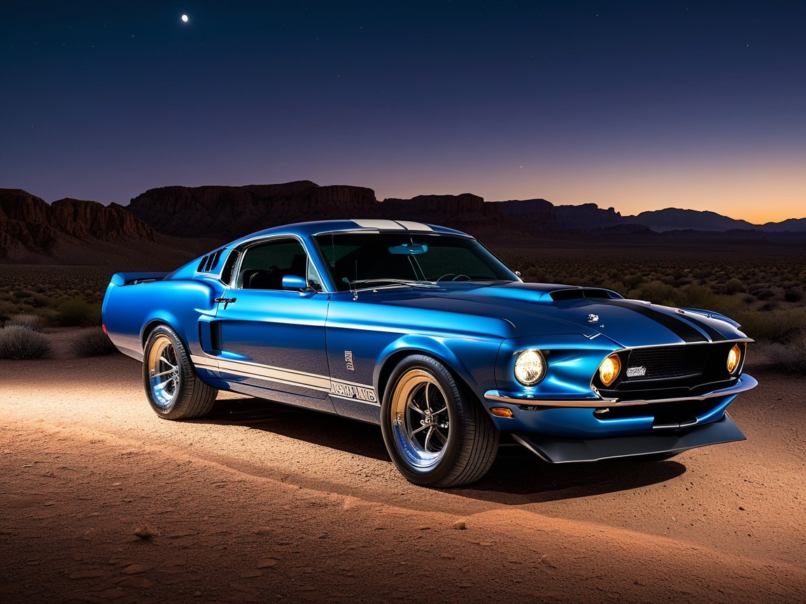 1968 Ford Mustang Shelby GT500 in Desert Landscape