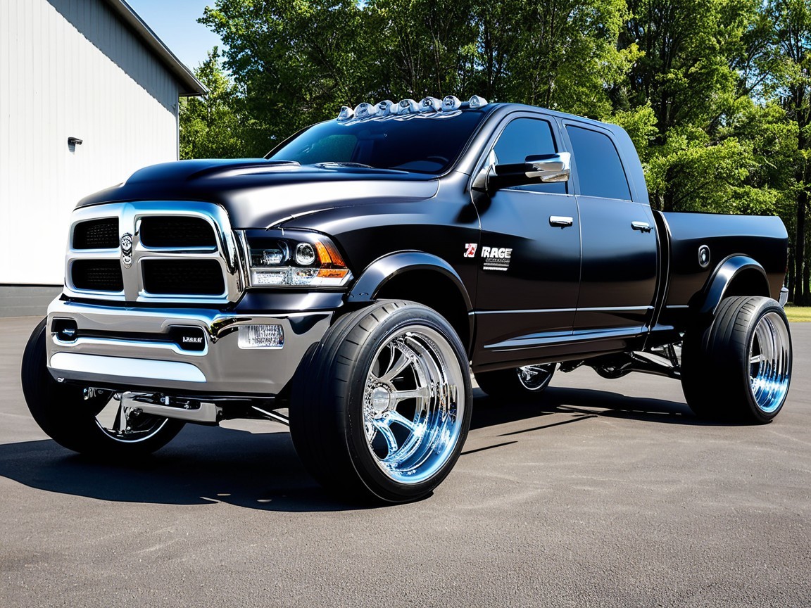Sleek Matte Black Pickup Truck with Bold Features