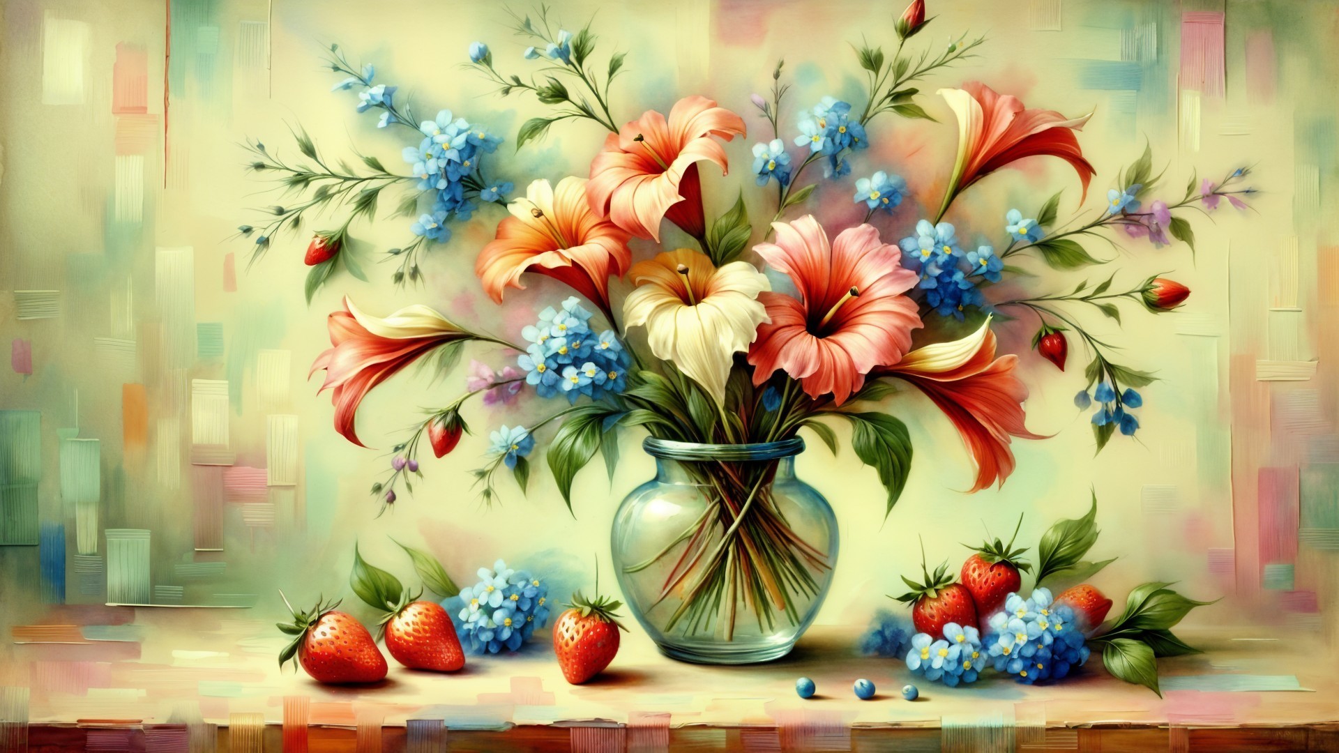 Vibrant Bouquet of Lush Lilies and Blue Flowers
