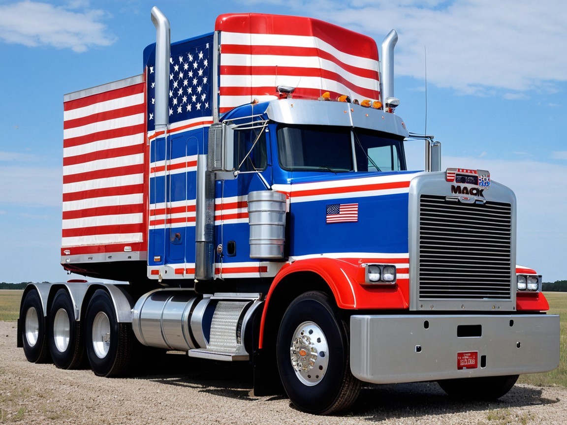 Vibrant Truck with American Flag Motif and Design