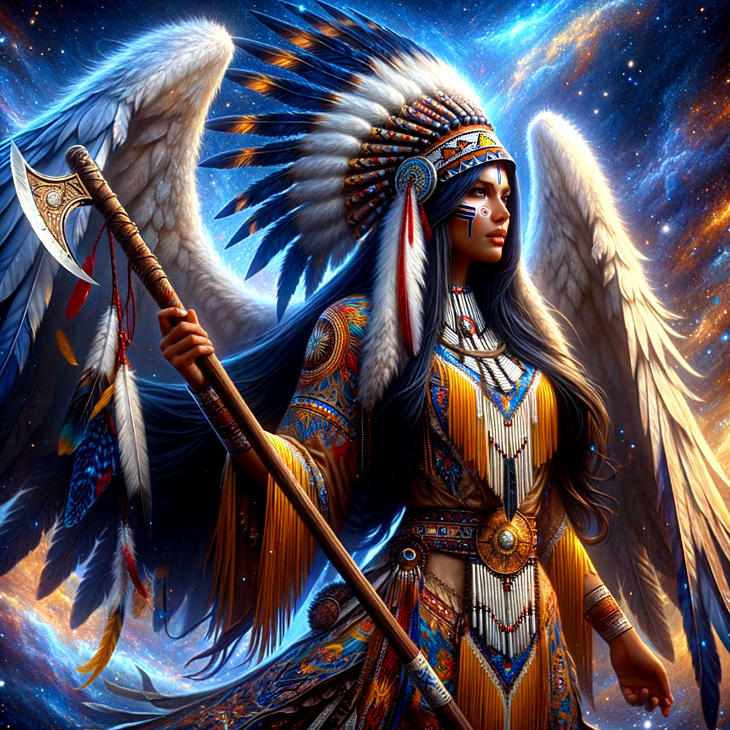 Digital Painting of Native American Woman with Wings