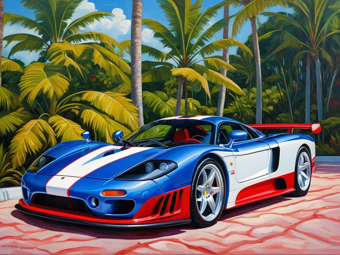 High-Performance Sports Car in Tropical Setting
