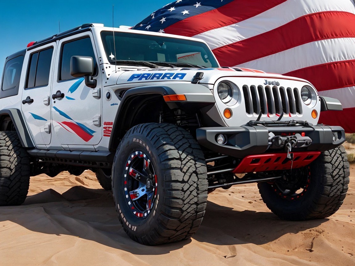 Customized Jeep with Bold Design on Sandy Terrain