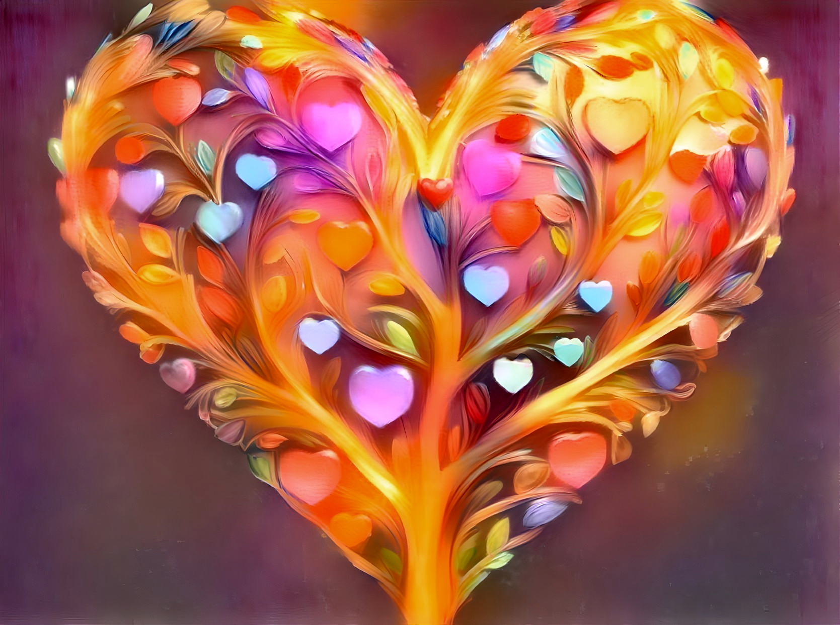 Vibrant Heart-Shaped Tree with Colorful Leaves