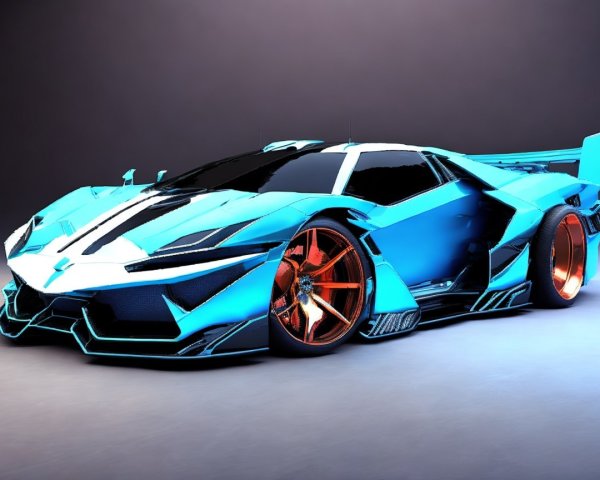 Futuristic Sports Car with Aerodynamic Design