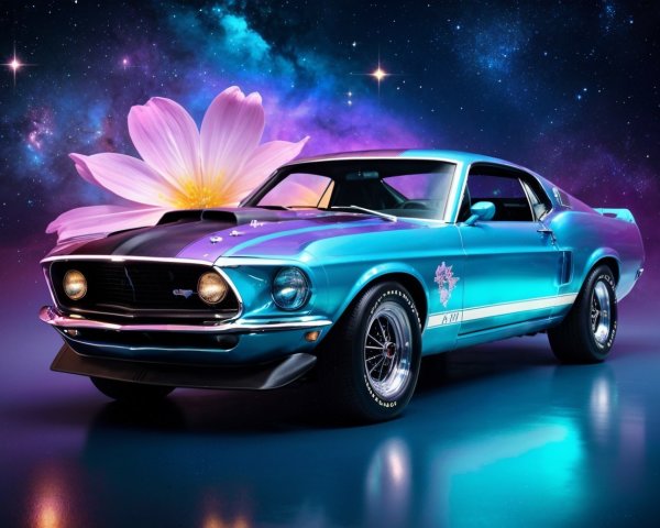 1968 Ford Mustang GT Against Cosmic Backdrop