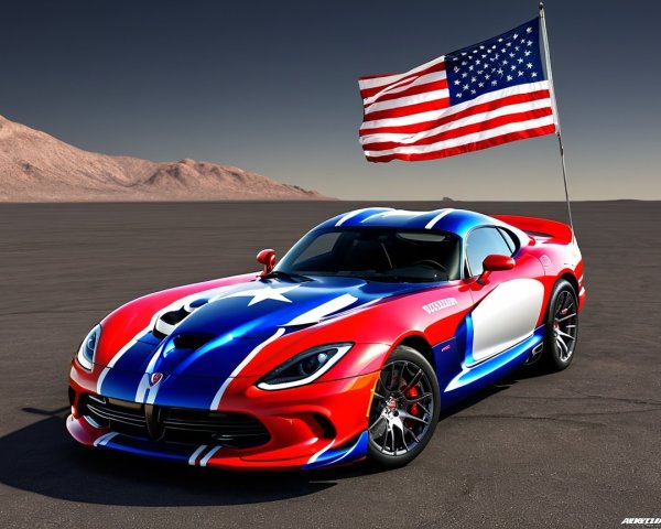 Vibrant Sports Car with American Flag Design