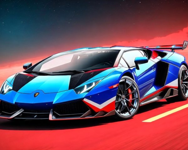 Futuristic Supercar with Vibrant Colors and Design
