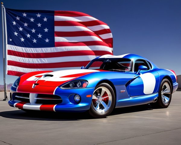 Vibrant Sports Car with American Flag Theme