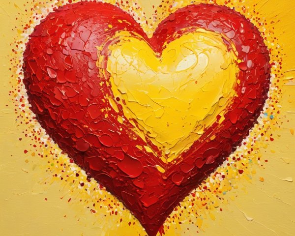Vibrant Heart Artwork with Textured Layers and Colors