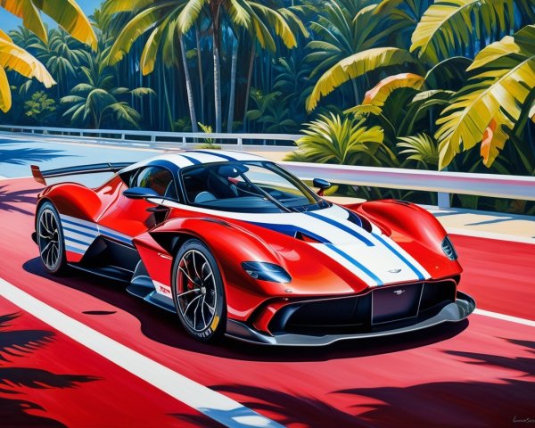 High-Performance Red Sports Car on Scenic Road