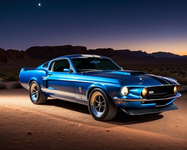 1968 Ford Mustang Shelby GT500 in Desert Landscape