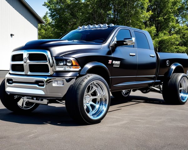 Sleek Matte Black Pickup Truck with Bold Features