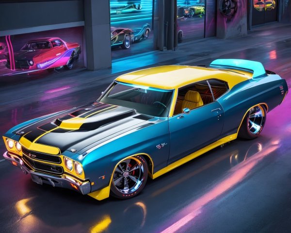 Vibrant 1970 Chevrolet Chevelle in Blue and Yellow