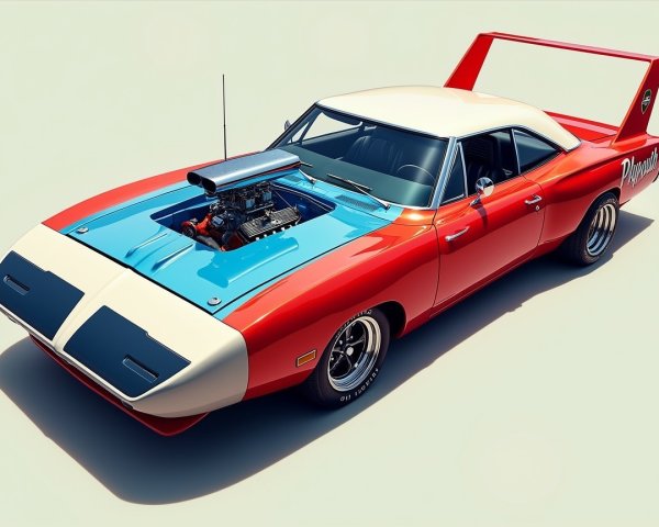 Vintage Muscle Car with Red, White, and Blue Design