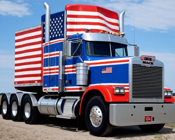 Vibrant Truck with American Flag Motif and Design