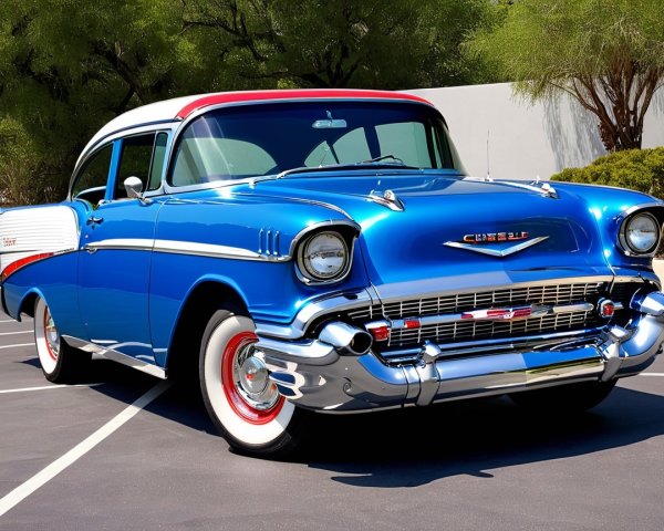 1957 Chevrolet in Bright Blue with Retro Features