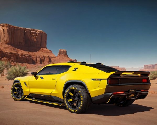 Yellow Off-Road Vehicle in Arid Landscape