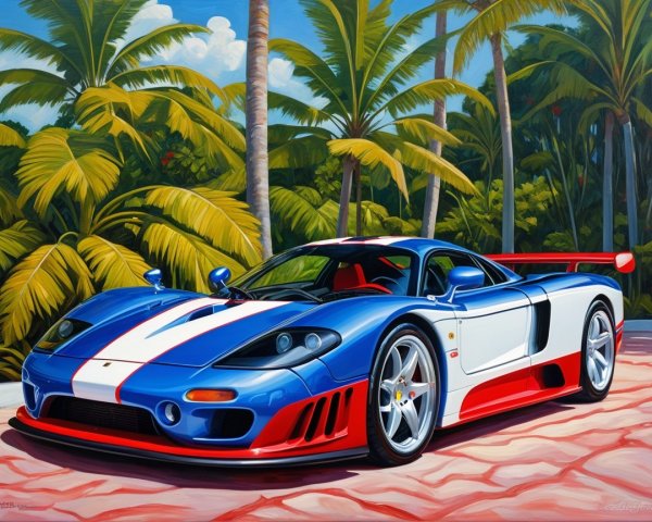 High-Performance Sports Car in Tropical Setting