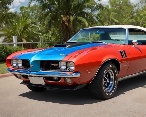 Vibrant Two-Tone Classic Car with Convertible Top