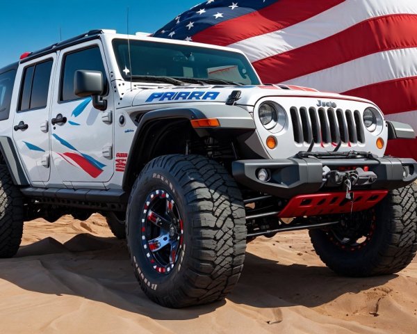 Customized Jeep with Bold Design on Sandy Terrain