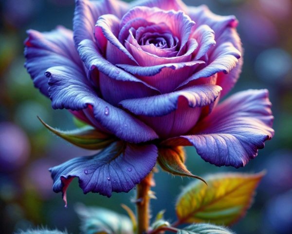 Close-Up of a Vibrant Purple and Blue Rose
