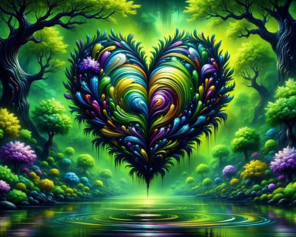 Heart-Shaped Structure Over a Shimmering River