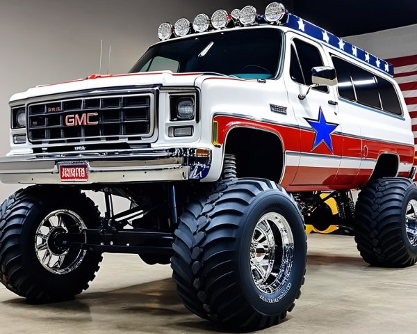 Vintage GMC Truck in Red, White, and Blue Design